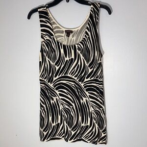 Dana Buchman‎ Black and Cream Swirl Tank Top Zebra